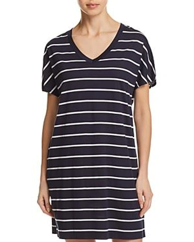 Shop Hanro Laura Oversized Sleep Tee In White/navy Stripe