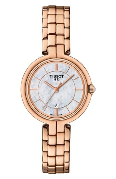 Shop Tissot Flamingo Bracelet Watch, 26mm In Rose Gold/ Mop/ Rose Gold
