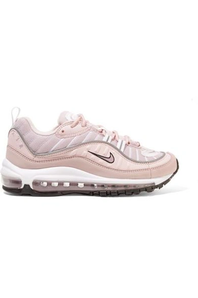 Shop Nike Air Max 98 Leather, Suede And Mesh Sneakers In Antique Rose