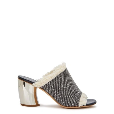 Shop Proenza Schouler Fringed-trimmed Woven Mules In Black