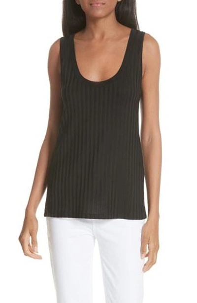 Shop Sandro Ribbed Stretch Knit Tank In Noir