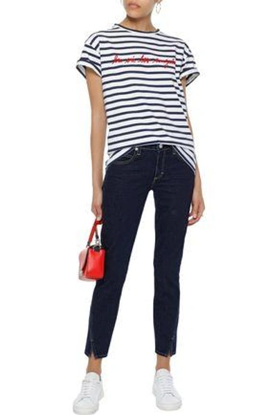 Shop Amo Woman Twist Mid-rise Slim-leg Jeans Dark Denim