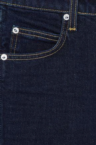 Shop Amo Woman Twist Mid-rise Slim-leg Jeans Dark Denim