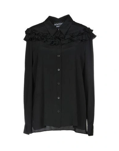 Shop Boutique Moschino Solid Color Shirts & Blouses In Black