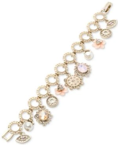 Shop Marchesa Gold-tone Crystal Charm Link Bracelet