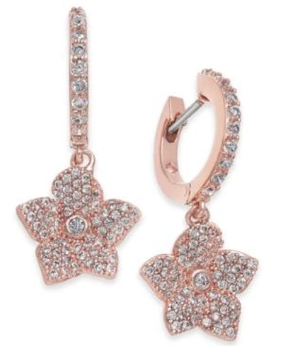 Shop Kate Spade New York Pave Rose Drop Earrings In Clear/rose Gold
