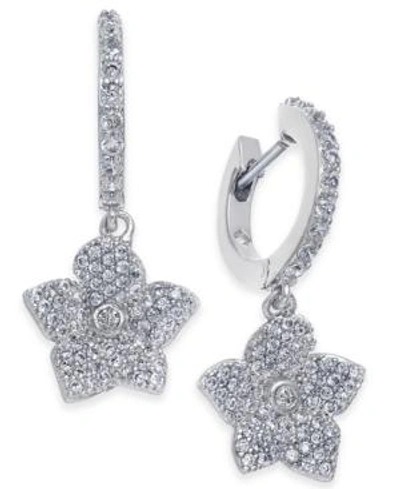 Shop Kate Spade New York Pave Rose Drop Earrings In Clear/silver