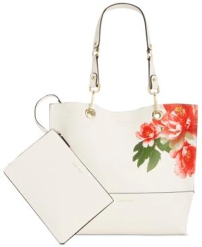 Shop Calvin Klein Sonoma Reversible Printed Tote In White Rose