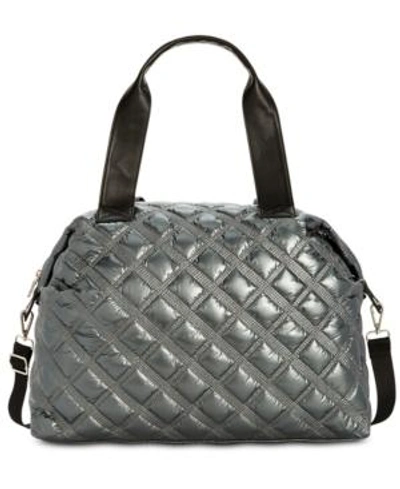 Shop Steve Madden Hawkin Quilted Extra-large Weekender In Pewter/silver