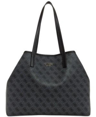 Shop Guess Vikky Signature 2-in-1 Tote In Coal/gold