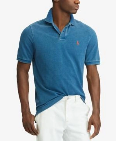 Shop Polo Ralph Lauren Men's Custom Slim Fit Mesh Polo In Medium Indigo