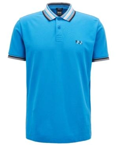 Shop Hugo Boss Boss Men's Regular/classic-fit Cotton Pique Polo Shirt In Bright Blue