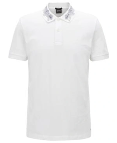Shop Hugo Boss Boss Men's Slim-fit Cotton Polo Shirt In White