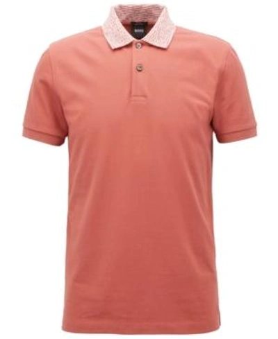 Shop Hugo Boss Boss Men's Slim-fit Cotton Polo Shirt In Light Terracotta