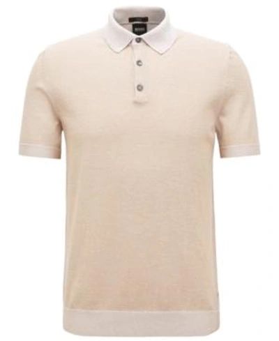 Shop Hugo Boss Boss Men's Slim-fit Cotton Polo Shirt In Natural