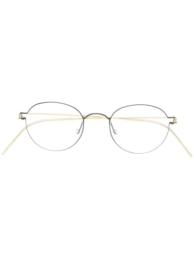 Shop Lindberg Round Wire Glasses In Metallic