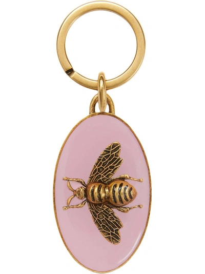 Shop Gucci Bee Keychain In 8991 Rosa