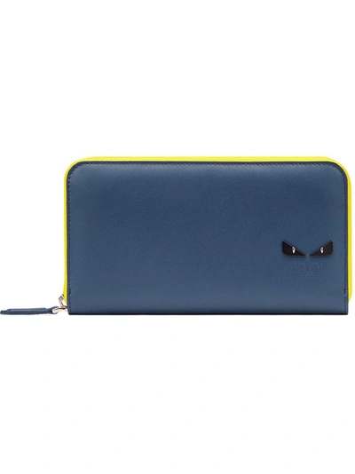 Shop Fendi Bag Bugs Zipped Wallet - Blue