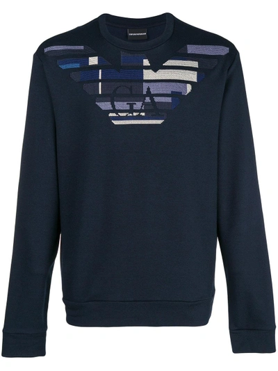 Shop Emporio Armani Logo Design Sweatshirt - Blue
