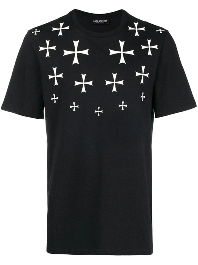 Shop Neil Barrett Cross Print T-shirt - Black