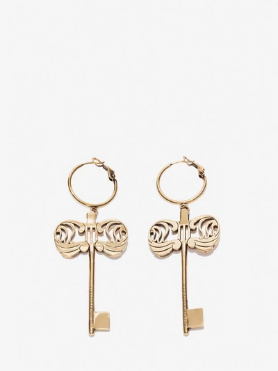 Shop Alexander Mcqueen Key Charm Earrings In Gold