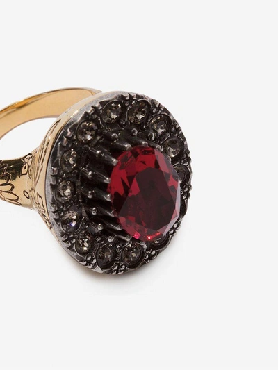 Shop Alexander Mcqueen Jewelled Ring In Gold/red