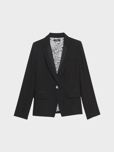 Shop Donna Karan Tuxedo Blazer In Black