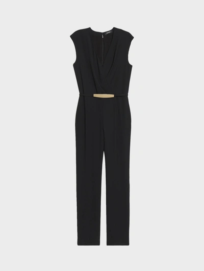 Shop Donna Karan Crepe V-neck Jumpsuit In Black