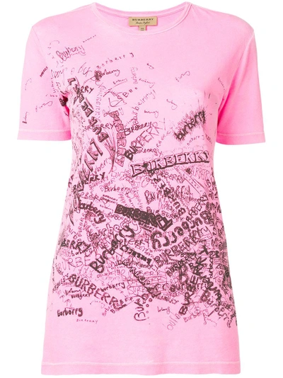 Shop Burberry Doodle Print T-shirt - Pink
