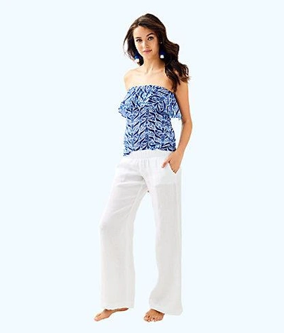 Shop Lilly Pulitzer 33" Bal Harbour Linen Palazzo Pant In Resort White