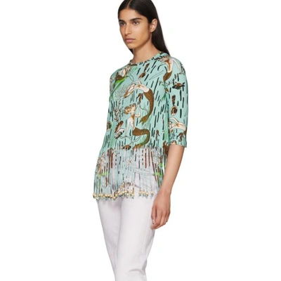 Shop Loewe Blue Paulas Ibiza Edition Mermaid Fringe T-shirt In 5245 Aqua