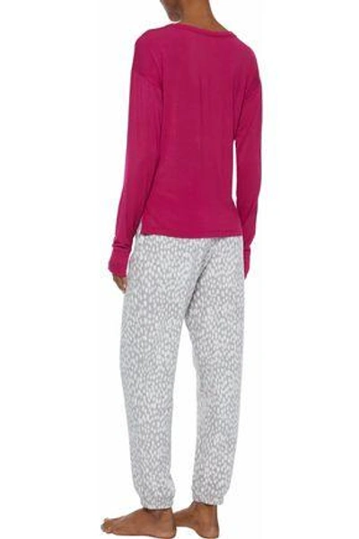 Shop Dkny Printed Stretch Modal-jersey Pajama Top In Fuchsia