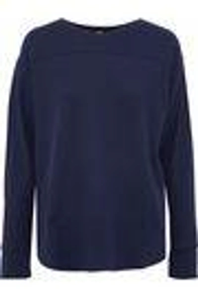 Shop Dkny Woman Paneled Cotton-blend Jersey Pajama Top Navy