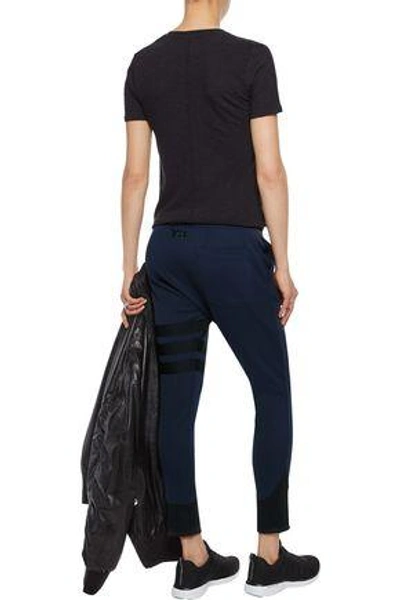Shop Y-3 Woman Two-tone Knitted Track Pants Navy