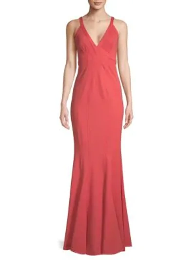 Shop Zac Zac Posen V-neck Sleeveless Gown In Coral