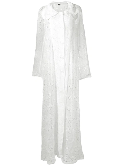 Shop Ann Demeulemeester Embroidered Draped Coat - White