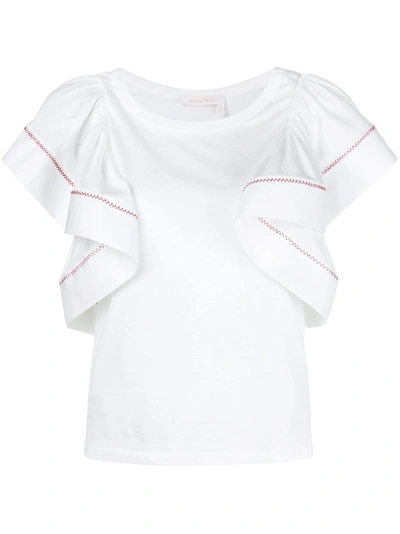 Shop See By Chloé Ruffle Sleeved Blouse - White