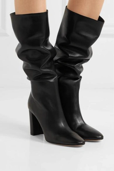 Shop Gianvito Rossi Laura 85 Leather Knee Boots In Black