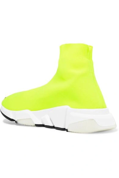 Shop Balenciaga Speed Neon Stretch-knit High-top Sneakers In Yellow