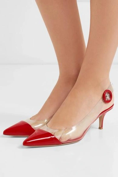 Shop Gianvito Rossi 55 Pvc And Patent-leather Slingback Pumps In Red