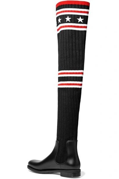 Shop Givenchy Storm Rubber And Ribbed-knit Thigh Sock Boots