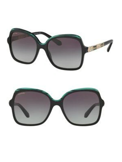 Shop Bvlgari 56mm Square Sunglasses In Black Green