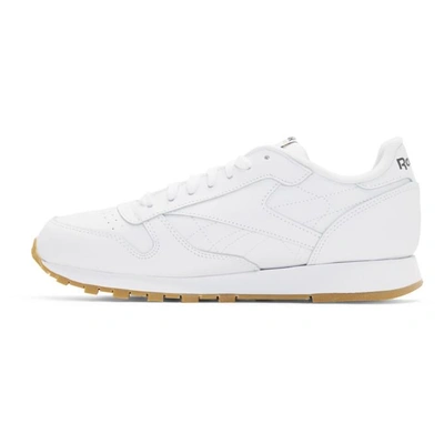 Shop Reebok Classics White Cl Leather Sneakers In Wht/gum