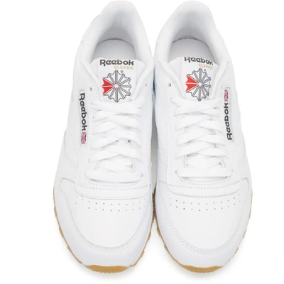 Shop Reebok Classics White Cl Leather Sneakers In Wht/gum