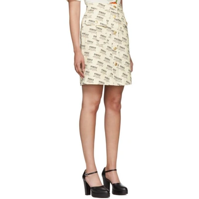 Shop Gucci Off-white All Over Logo Stamp A-line Skirt In 9282 Bone