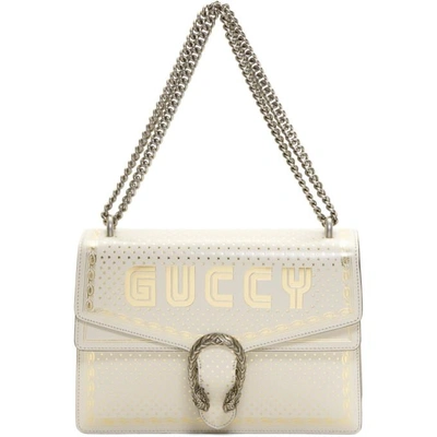 Shop Gucci White Medium Guccy All Over Dionysus Bag In 8711 White
