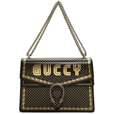Shop Gucci Black Medium Sega Guccy All Over Dionysus Bag In 1055 Black