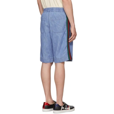 Shop Gucci Blue Chambray Shorts In 4048 Lt Blu