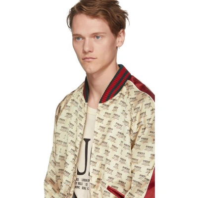 Shop Gucci Off-white All Over Logo Bomber Jacket In 9294 Milk