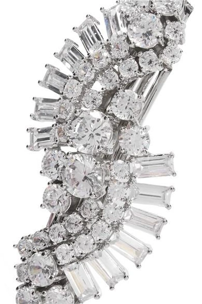 Shop Kenneth Jay Lane Rhodium-plated Cubic Zirconia Hairclip In Silver